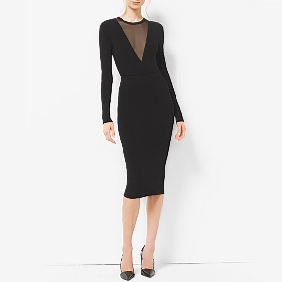 Michael Kors Collection Mesh Deep V-Neck Bodysuit Sz S - Picture 3 of 9